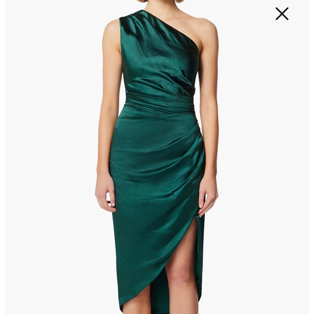 Elliatt Cassini one shoulder emerald dress